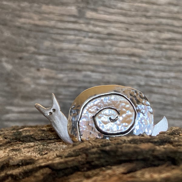 Whimsical sterling silver snail pin