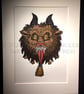 Krampus Head in Colour - Limited Edition - Linoprint - Hand Painted - Image 1