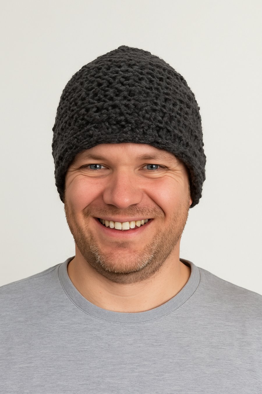 black crochet beanie hat adult one size