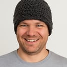 black crochet beanie hat adult one size