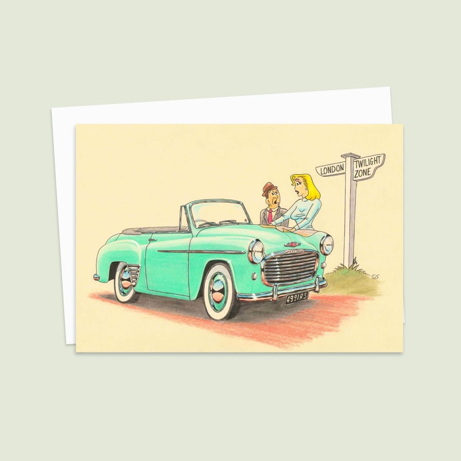 Fifties Nostalgia Greeting Card: Hand Drawn Classic Car Illustration (310)