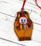 Fused glass colourful highland cow Christmas decoration 