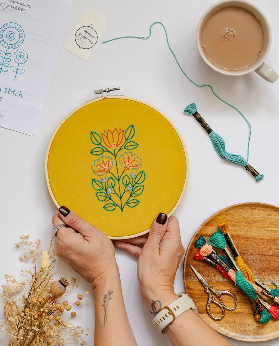 Summer Bloom - Fabric only embroidery kit