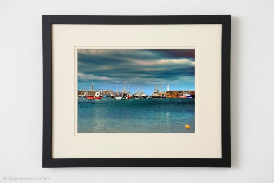 Mevagissey Harbour Storm Clouds – Cornwall Coastal Photography Print