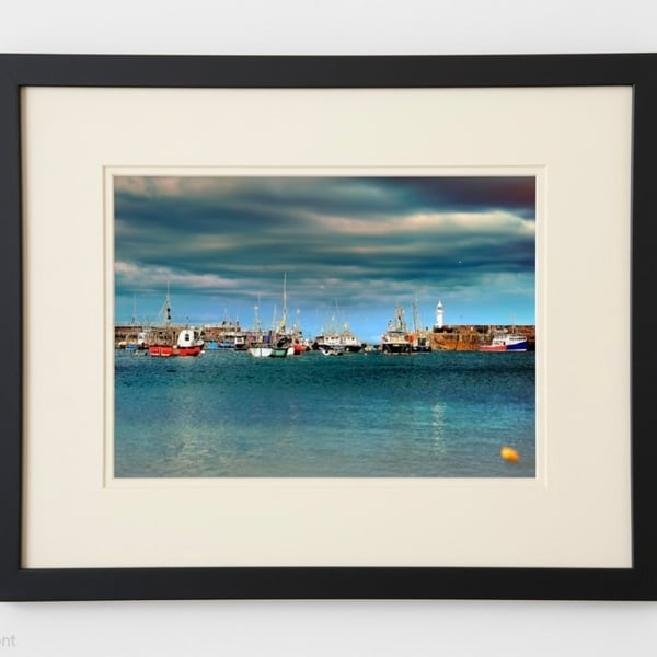 Mevagissey Harbour Storm Clouds – Cornwall Coastal Photography Print