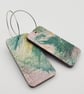 Rectangular shaped wooden earrings with a printed scribble effect design - Image 7