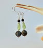 Peridot, Larvikite, Black Spinel & Silver Earrings, August Birthstone Jewellery - Image 4