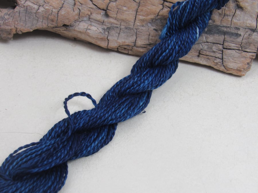 15m Natural Dye Dark Indigo Blue Pure Silk Embroidery Thread 