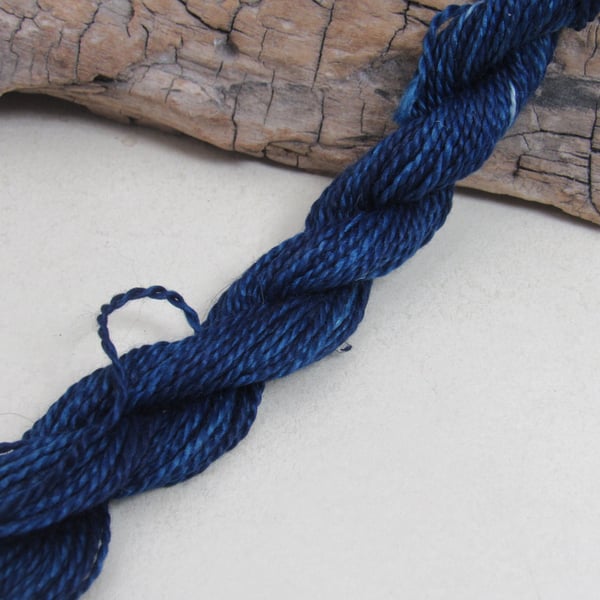 15m Natural Dye Dark Indigo Blue Pure Silk Embroidery Thread 