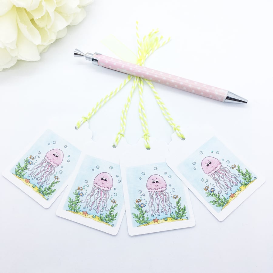 Jellyfish Gift Tags - set of 4 tags