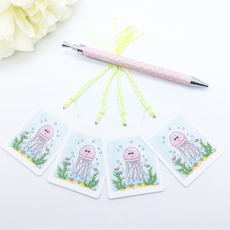 Jellyfish Gift Tags - set of 4 tags
