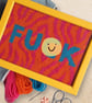 FUCK Needlepoint Kit – Sweary Beginner Craft Kit in Pink, Orange & Blue