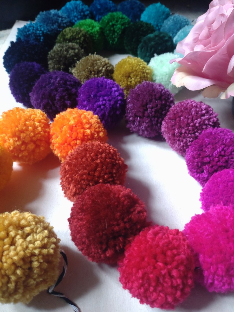 Wool Pompom Garland, 400cm, Colourful Boho Decor, Eclectic, Maximalism Interiors
