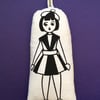 Hand Screen Printed Polish Doll Lavender Bag With 1960’s Daisy Fabric 
