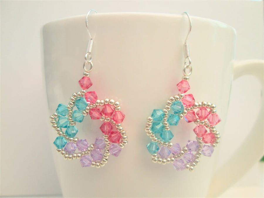 Swarovski crystal beaded dangle earrings Folksy
