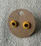 Polymer clay small sunflower stud earrings - Image 2
