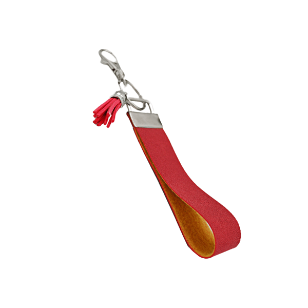 Berry Red Faux Suede Wristlet Lanyard Keychain - Free Postage