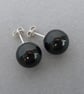 Chunky 12mm Black Glass Stud Earrings - Large Jet Black Studs - Jewellery Gifts - Image 4