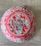 Pretty Pink and Blue Coiled Fabric Bowl with Suffolk Puff - Image 2
