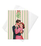 Vintage Romantic Couple Mistletoe Greeting Card