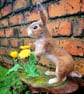 Realistic Needle Felt Rabbit Sculpture Handmade Wool Animal Art Wildlife Gift