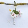 Fused Glass Rose Bird Decoration