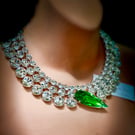 Vitality Wreath Necklace With Green Accent, Austrian Crystal, Adjustable 22”