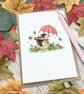 Hedgehog Autumn Walk Card - Blank Card - Birthday Card - Any Occasion  - Image 1