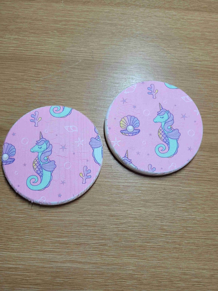 Set of 2 Hand Decorated Coasters