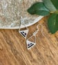 Lightweight geometric beadwork earrings in silver, black and deep raspberry  - Image 6