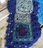Mermaid tail colours and navy blue oversized crochet lace squares scarf - Image 1