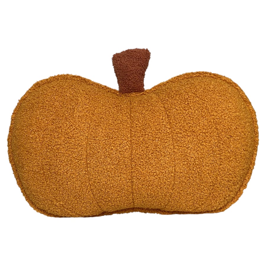 Mustard Yellow Boucle Pumpkin Cushion Autumn Fall Halloween Decor Pillow