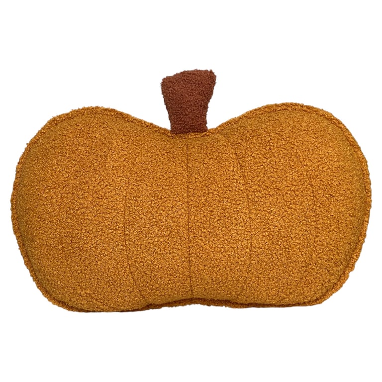 Mustard Yellow Boucle Pumpkin Cushion Autumn Fall Halloween Decor Pillow