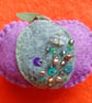 Handmade Felt Pumpkin Brooch Lilac and Green