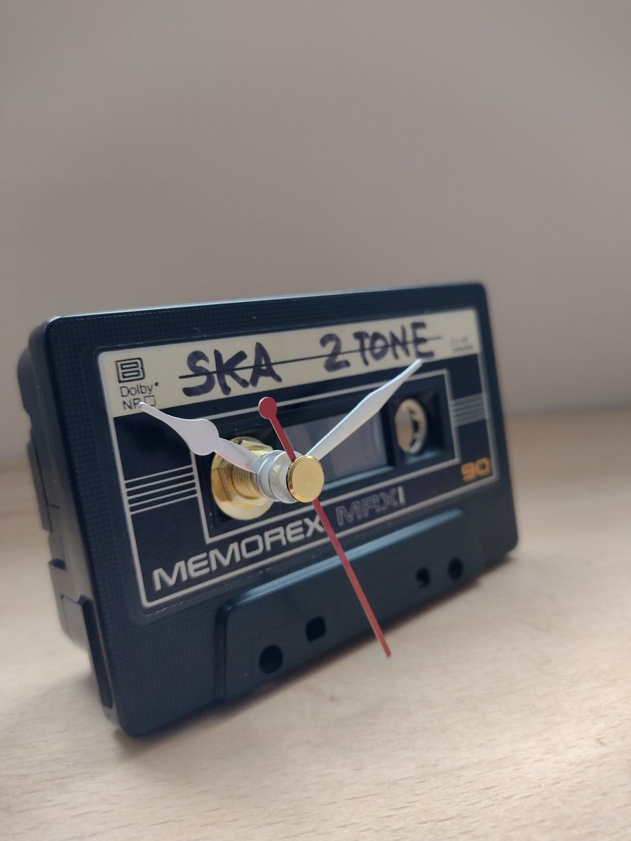 Desk Clock upcycled from Vintage Cassette Tape, SKA Music Gift
