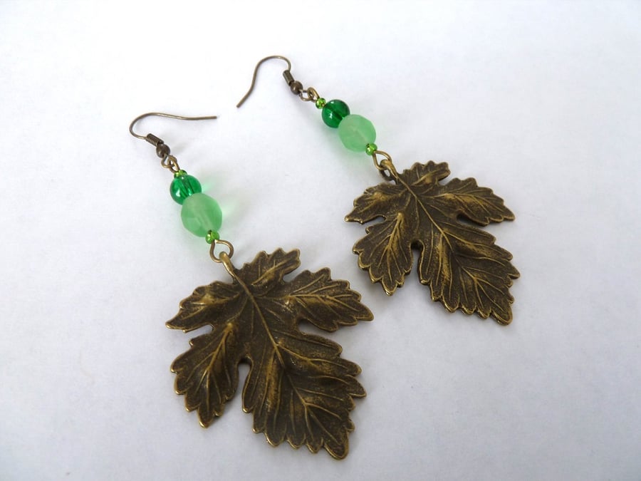 SALE bronze leaf earrings