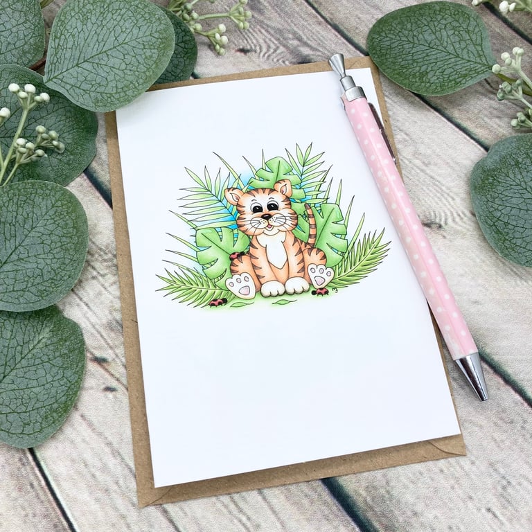Cute Tiger Card - Blank Card - Birthday Card - Any Occasion - Jungle Tiger 
