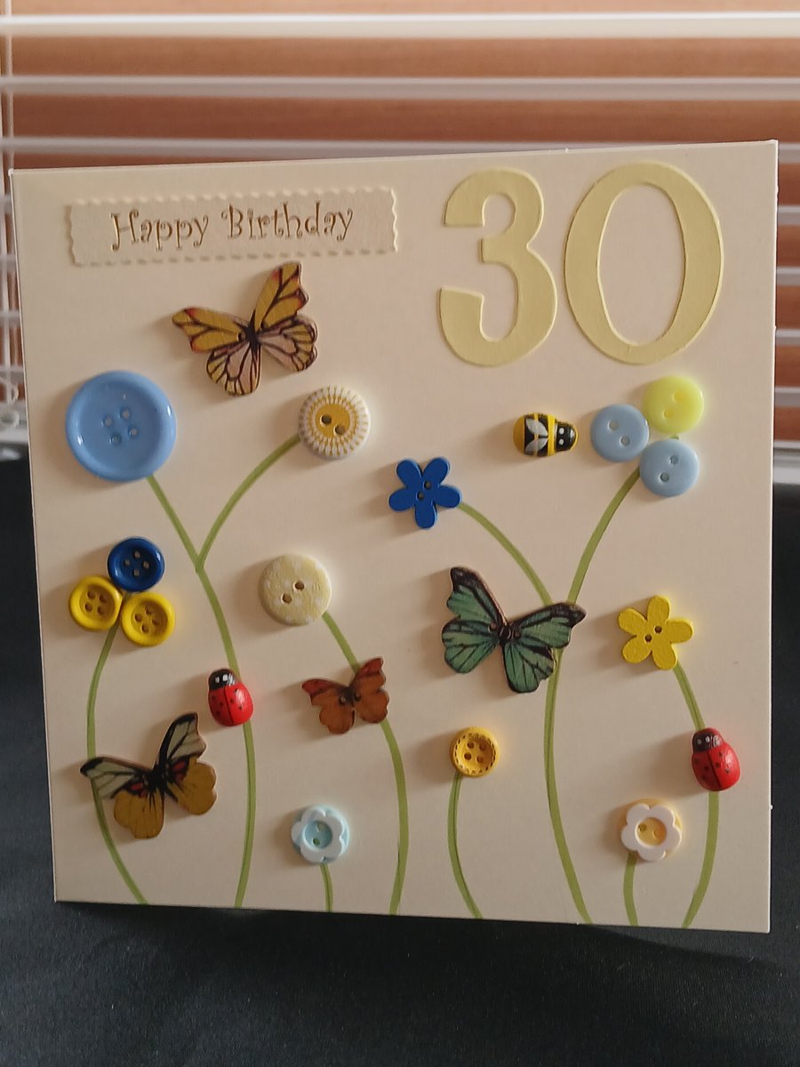 Handmade 30th birthday card 