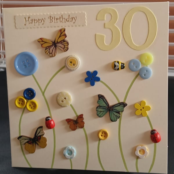 Handmade 30th birthday card 