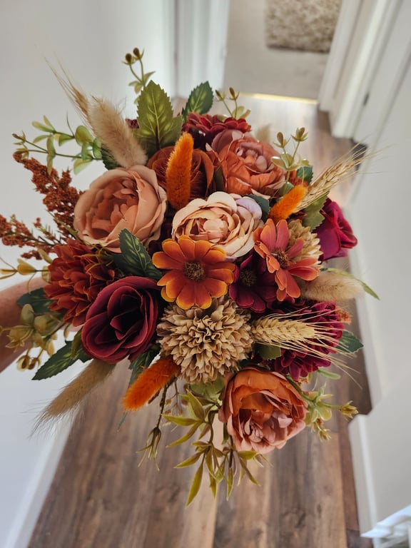 Cinnamon Spice Brides Bouquet and Grooms Buttonhole 