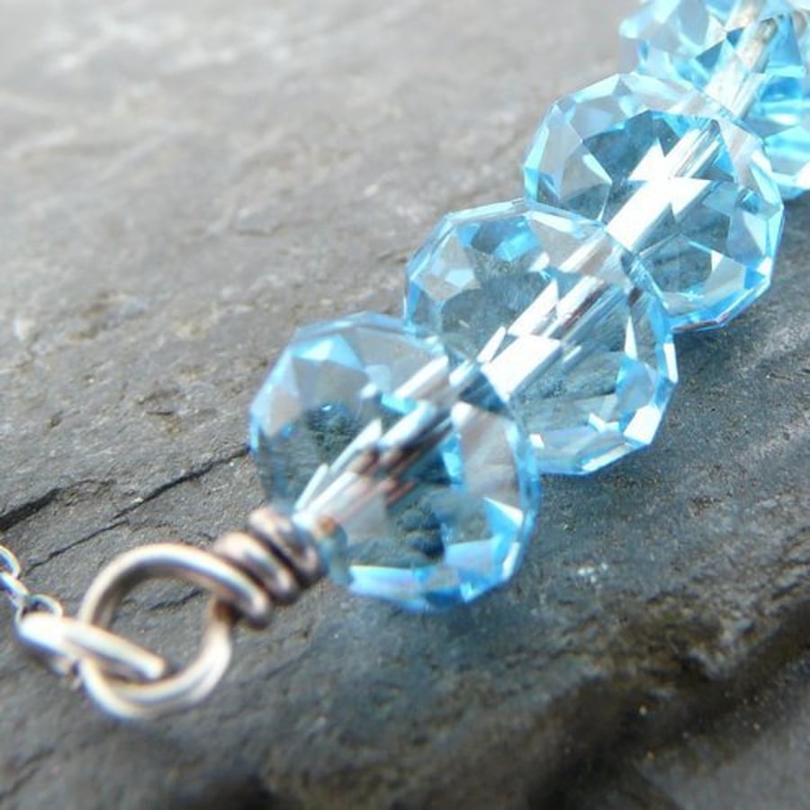 Sterling silver and aquamarine necklace (N5)