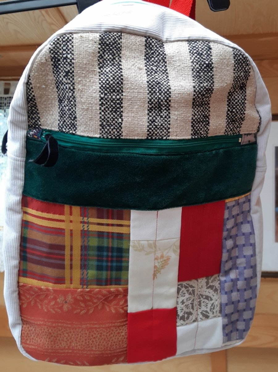 Multicoloured patchwork backpack