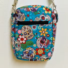 Handmade Day of the Dead candy skull crossbody "essentials" bag 