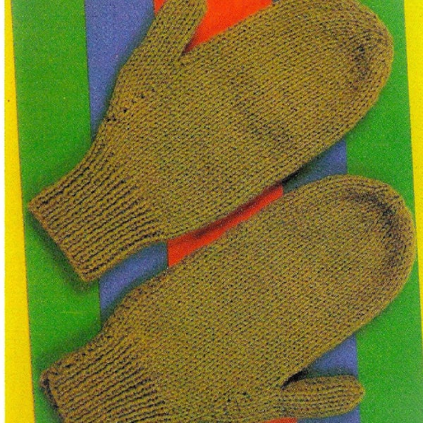 VINTAGE KNITTING PATTERN Ladies Green Mittens