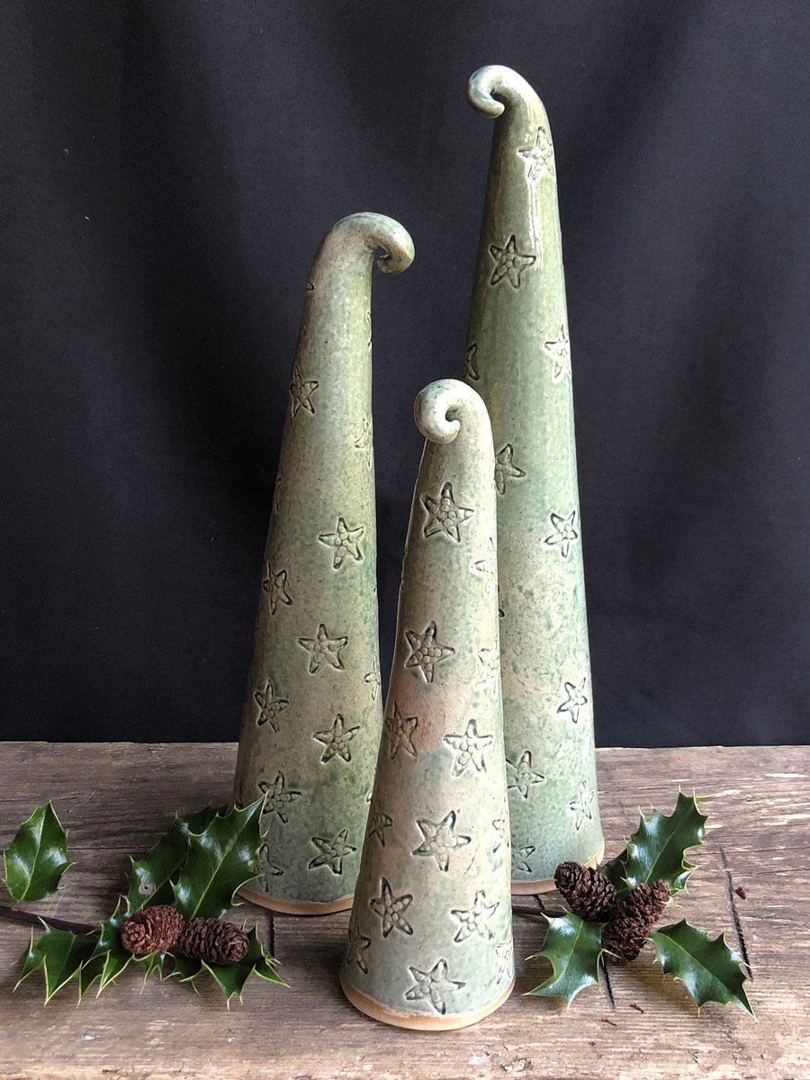 Large trio of trees with star stamp