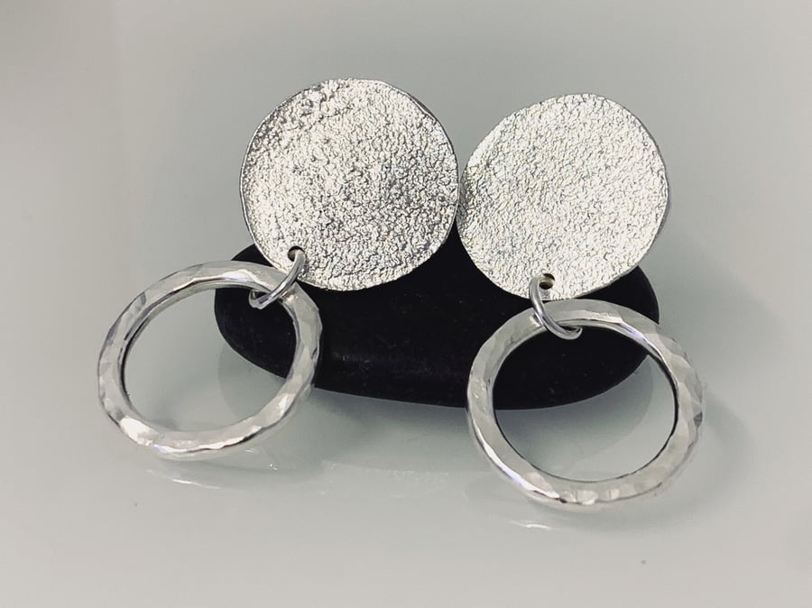 STERLING SILVER Stud Hoop Drop earrings