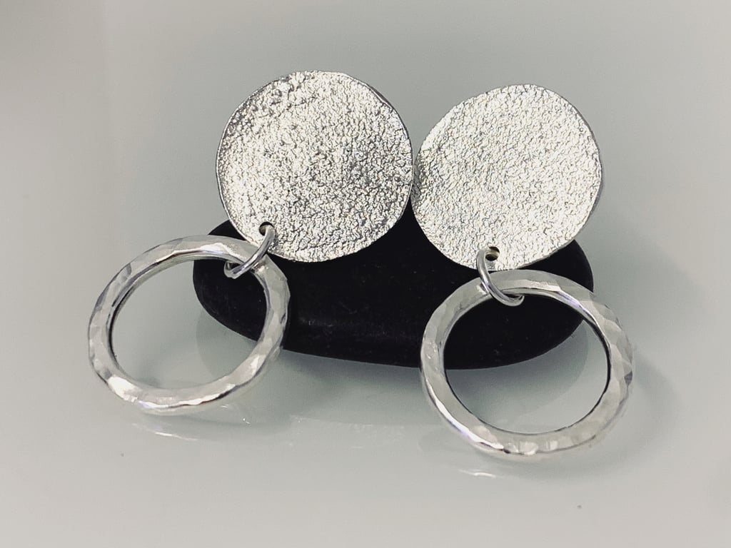 STERLING SILVER Stud Hoop Drop earrings