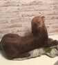 Otter with fish needle felting soft sculpture  - Image 5
