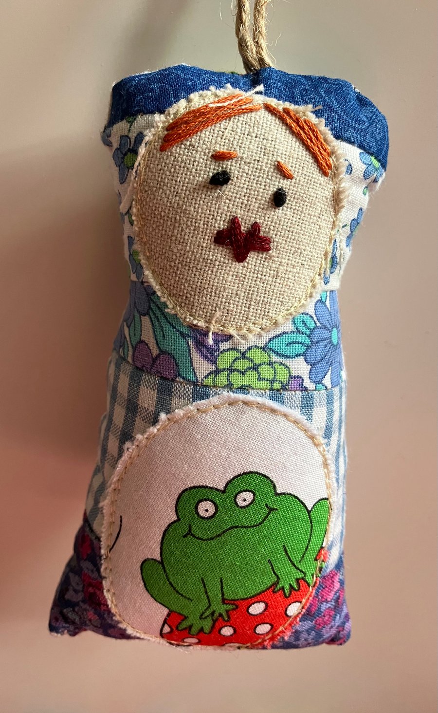 Decorative mini hanging doll hand made in Devon - Evelyn 