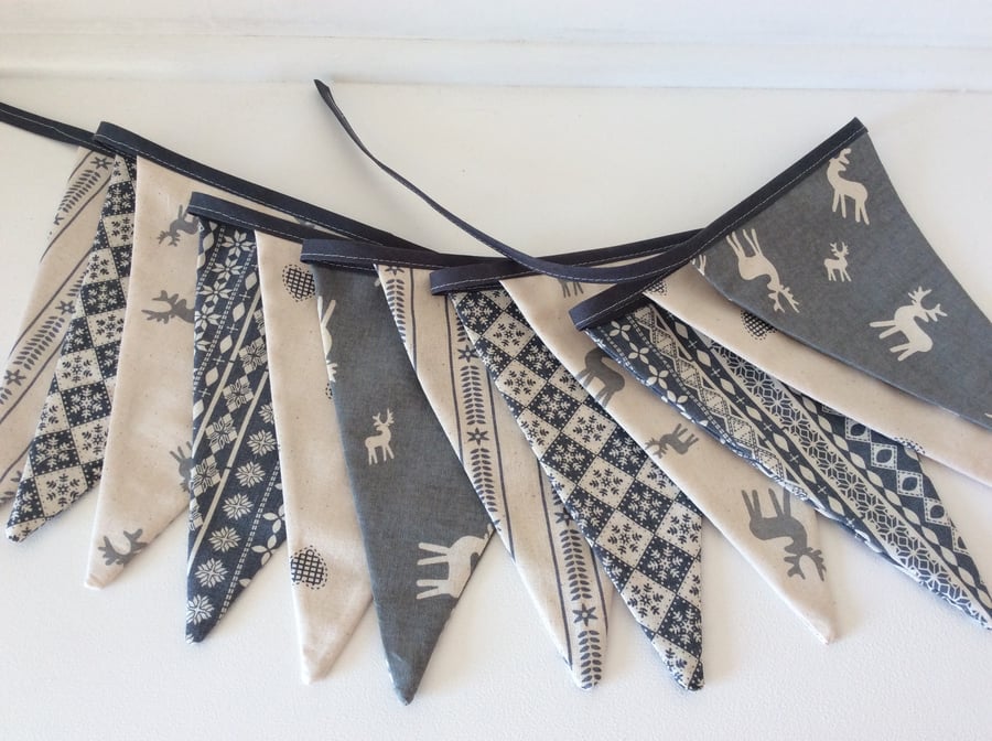 Scandi Christmas Bunting - 12 flags new for 2018 with reindeer